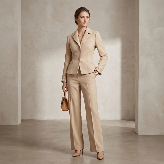 Tailored Beige Wool-Blend Jacket
