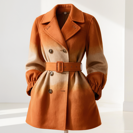 Sunset Ombre Wool-Blend Belted Coat